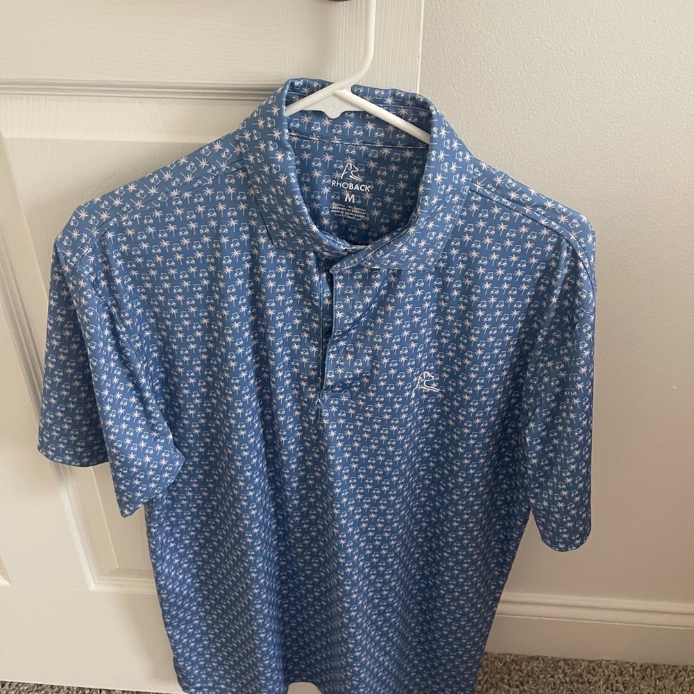 Rhoback Men's Golf Cart Blue Patterned Polo